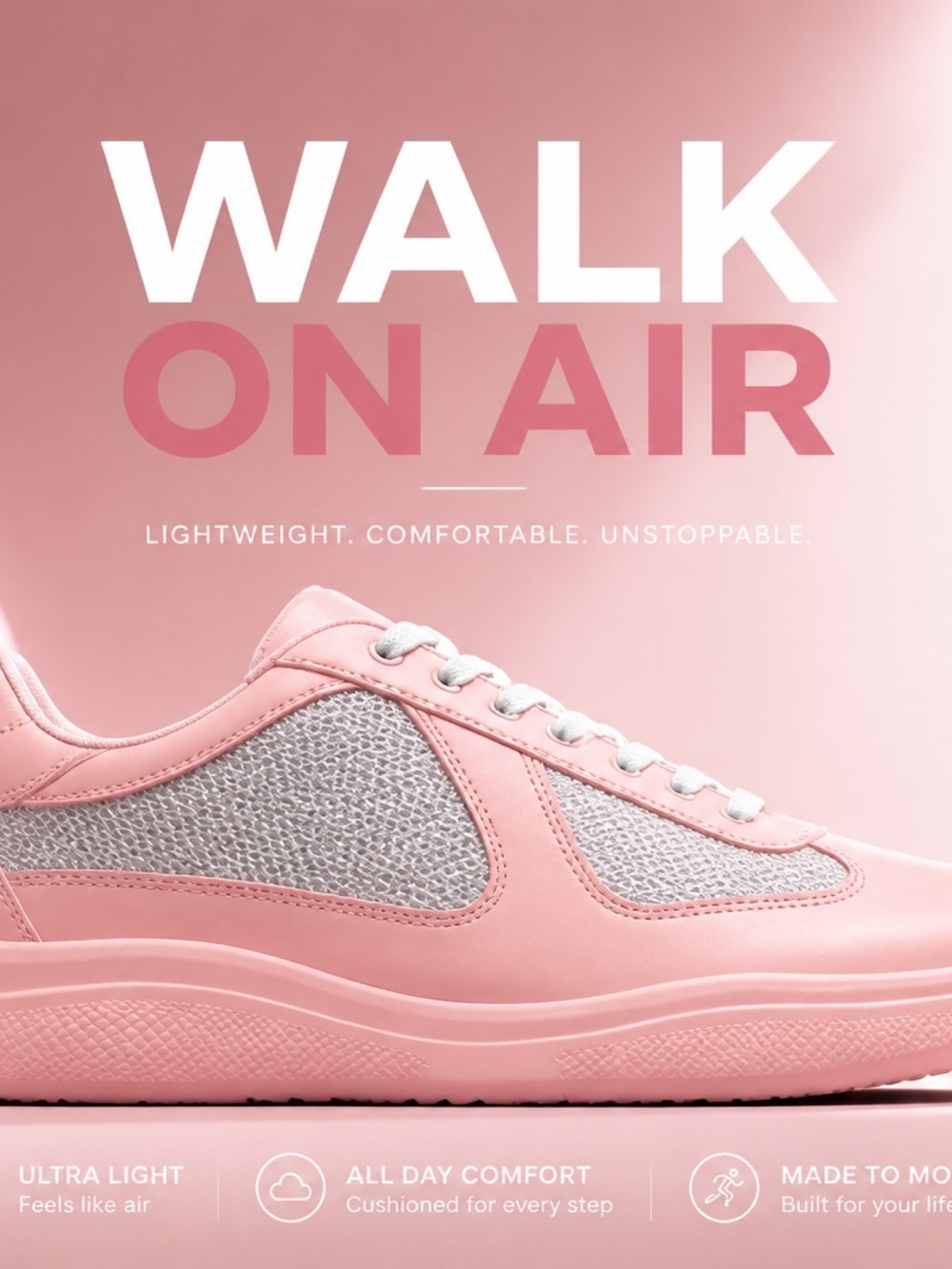 Lightweight Pink Women's Walking Sneakers